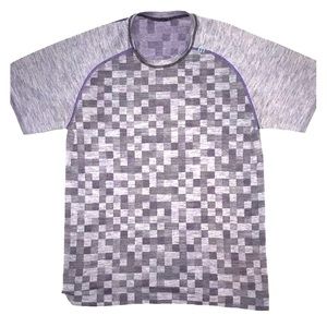 Lululemon Men metal vent Shirt Gray Checker